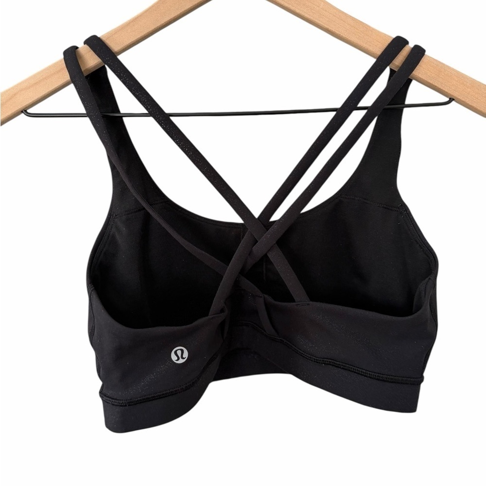 Lululemon SoulCycle Energy Bra Shine β Strappy Black Sports Bra β Sz 8 - Picture 3 of 6